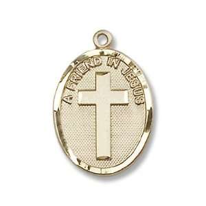 Gold Filled A Friend In Jesus Medal Pendant Charm with 18 Gold Filled 