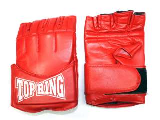 LEATHER RED 4OZ MMA Boxing Gloves Training UFC Type Kickboxing Train 
