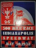 1938 INDIANAPOLIS INDY 500 RACE PROMO POSTER Roberts  