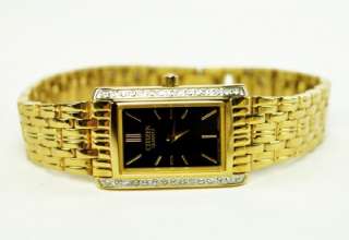   Dress Watch Black Dial All Gold Tone Crystals Quartz EK1122 50E  
