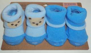 Pair FADED GLORY Newborn Baby Boy Socks Booties NWT Set B  