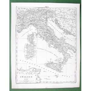 MAP OF ITALY Sicily Sardinia Corsica   FINE QUALITY Antique Print 