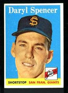 DARYL SPENCER GIANTS 1958 TOPPS #68 NO CREASE EXCELLENT  