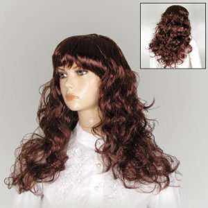   Women Cosplay Brown Curly Hair Wig Hairpiece W Bangs