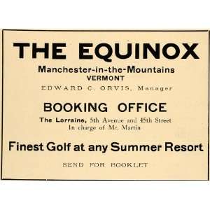  1907 Ad Equinox Hotel Manchester Mountain Vermont Orvis 