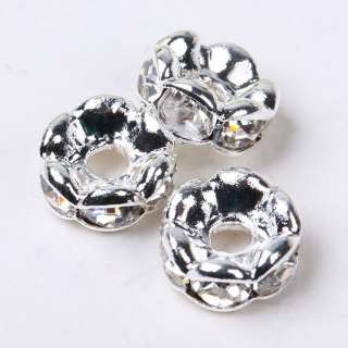 20x Clear Rhinestone Rondelle Spacer Beads Finding 6mm  