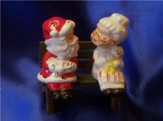   and Pepper Shakers   SANTA AND MRS. CLAUS KISSING ON PARK BENCH  