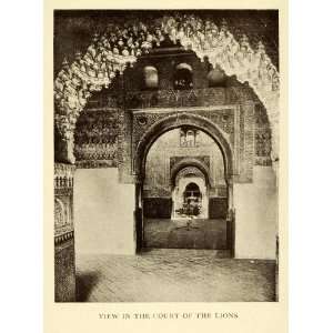  1907 Print View Court Lions Alhambra Granada Spain 