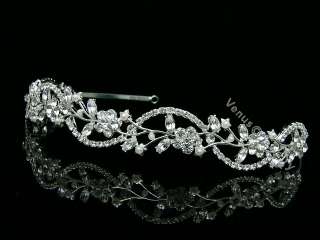 Bridal Wedding Veil Swarovski Crystal Pearl Tiara 6596  