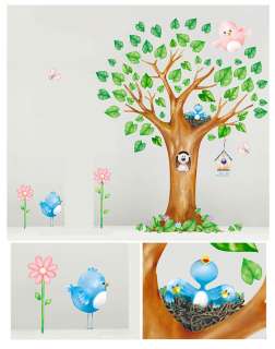 GLOW IN THE DARK Wall Art Decor Sticker TREE & BIRD FAMILY #311  