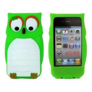  Owl Designs Silicone Case for Apple iPhone 4 4S Green 