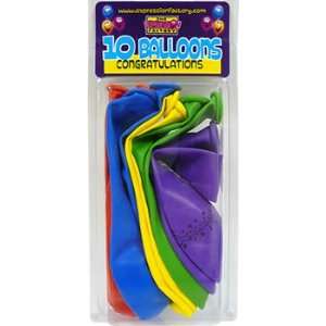   Factory Pack Of 10 Congratulations Latex Balloons Toys & Games