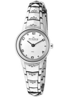 Skagen Watch 812XSSXW Womens White Swarovski Crystal Silver Dial 