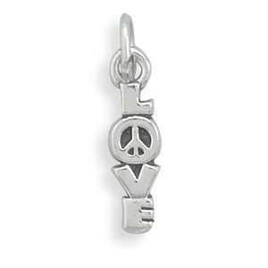   Silver LOVE Charm with Peace Sign West Coast Jewelry Jewelry