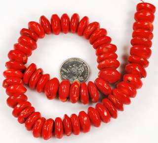 16x16mm Red Sea Coral Rondelle Beads 15 (7013)e  