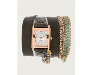NEW LA MER COLLECTIONS Turquoise Crystal Slate Leather Wrap Watch w 