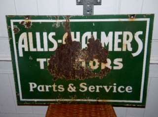 Old Allis Chalmers AC Tractors Sales Service Porcelain Sign Oil Early 
