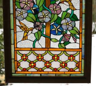 Tiffany Style Stained Glass Window Panel W/ humminbird  