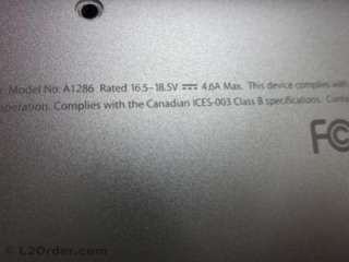 OEM Macbook Pro A1286 15 Bottom Case 613 7739 95% New  