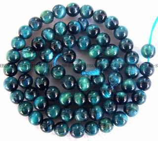 New 6mm Peacock Blue Tiger eye Round Beads 15.5  