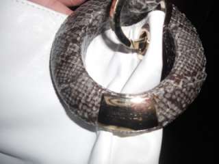 AUTH Jimmy Choo SKY Snake Trim Bracelet Hobo Bag White  