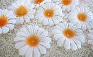 50 White Poly Silk Daisy 2.5 Flower/scrapbooking/embellishment/craft 