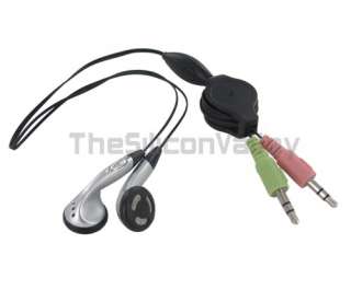 Retractable Stereo Earphone Headphone with Microphone For PC Laptop 