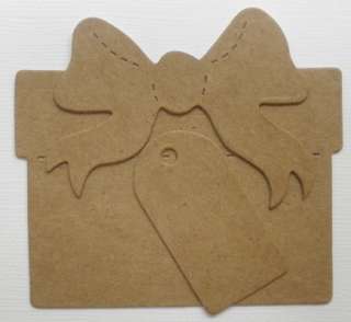 LARGE GiFT w/ BOW & TAG* Present Raw Bare Unfinished Chipboard 