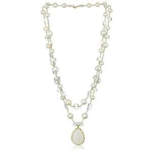Dana Kellin Classic Double Strand Milky Quartz and Pearl Necklace with 