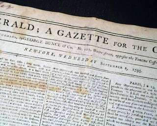 1795 New CONSTITUTION OF FRANCE French Plan & Indians in New York City 