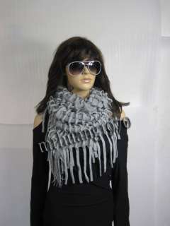 Chic Circle Knit Fluffy Loop Infinity Scarf with Fringe  