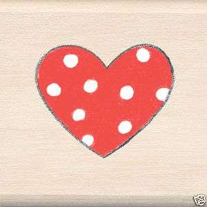 Red Polka Dot Heart Rubber Stamp NEW Inkadinkado 91842  