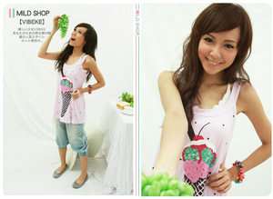  Japanese fashion Style Blink Ice cream Black Heart Purple Vest NEW