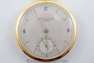 Antique 18 K Gold 1940s Patek Philippe Geneve Mens Manual Pocket Watch 
