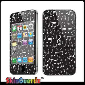Music Note Black Vinyl Case Decal Skin Cover Apple iPhone 4 / 4s 