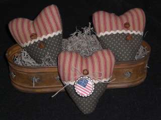 Primitive Americana Hearts Bowl Fillers Ornies Tucks  