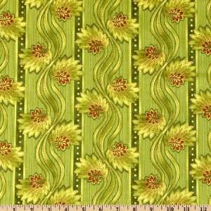   Visual Arts Floral Stripe Moss Fabric By The Yard Arts, Crafts