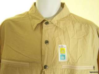 ORVIS EXofficio Mens outdoor fishing shirt Large zipper pocket khaki 