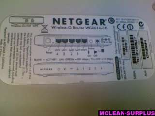 Netgear Wireless G Router WGR614 v10 Works Great 606449027624  