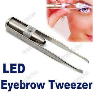 New LED light Make Up Eyelash Eyebrow Tweezer Hot Gift  