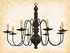 PRIMITIVE WOOD HAMILTON 8 ARM CHANDELIER