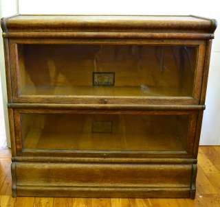 Globe Wernicke Small Barrister Bookcase 2 Sections With Oak Top Bottom 