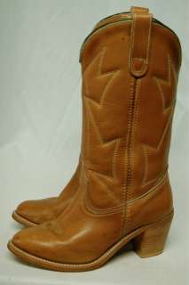 VINTAGE LEATHER WESTERN HIGH HEEL COWBOY BOOTS WOMENS 8 M  