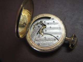   Antique POCKET WATCH Gold Fill Crown AWW 1902 Philadelphia Case WORKS