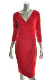 Lauren Ralph Lauren NEW Red Versatile Dress BHFO Ruched 14  