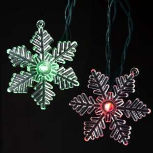  Set of 10 LED Multi Colored Snowflake Christmas Lights 