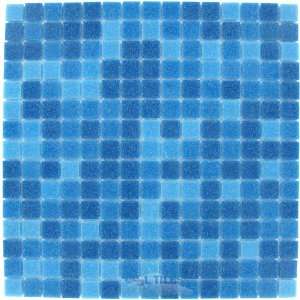 Classic cartglass blended 3/4 glass tile in deep blue blend 12 7/8 x
