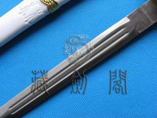   GERMAN STEEL HAWK STAGGER SWORD KNIFE WHITE ABS PLASTIC SCABBARD