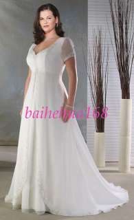 Short sleeve Plus size Wedding dress Bridal Gowns New  