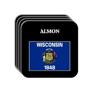 US State Flag   ALMON, Wisconsin (WI) Set of 4 Mini Mousepad Coasters